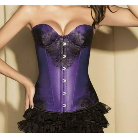 Satin & Mesh‎ Lace trim bustier multiple colors NEW - Picture 1 of 6